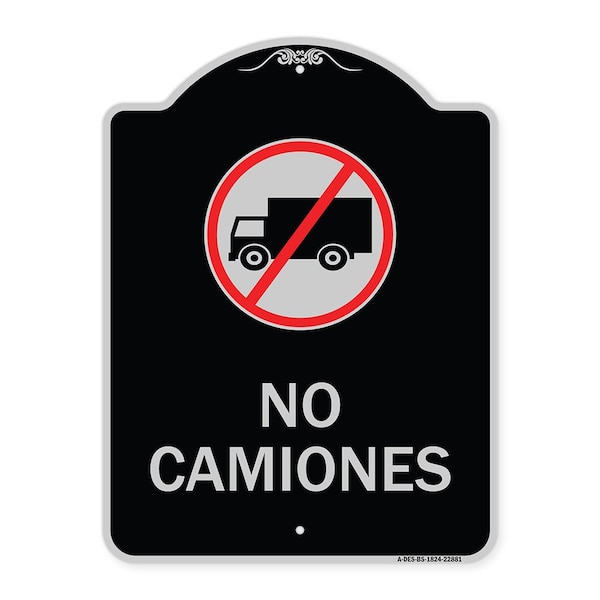 Spanish Traffic No Camiones No Trucks W/ Graphic Heavy-Gauge Aluminum Sign, 24" x 18", BS-1824-22881